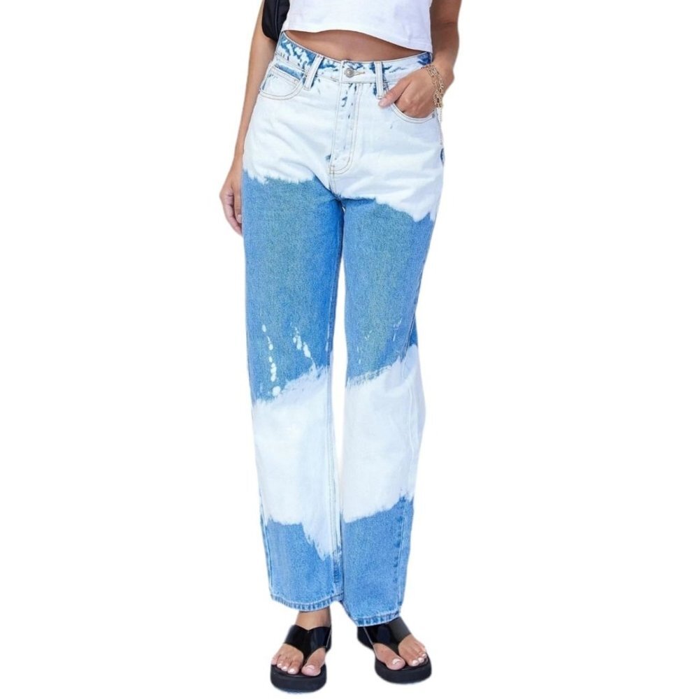 NWT PRINCESS POLLY COOL GAL BAGGY BLEACHED JEANS Size US‎ 4 (S)